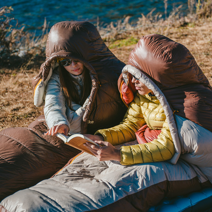 Спальник з натуральним пухом Naturehike Snowbird CNK2550WS014, p-р L, темно-коричневий 400 г 