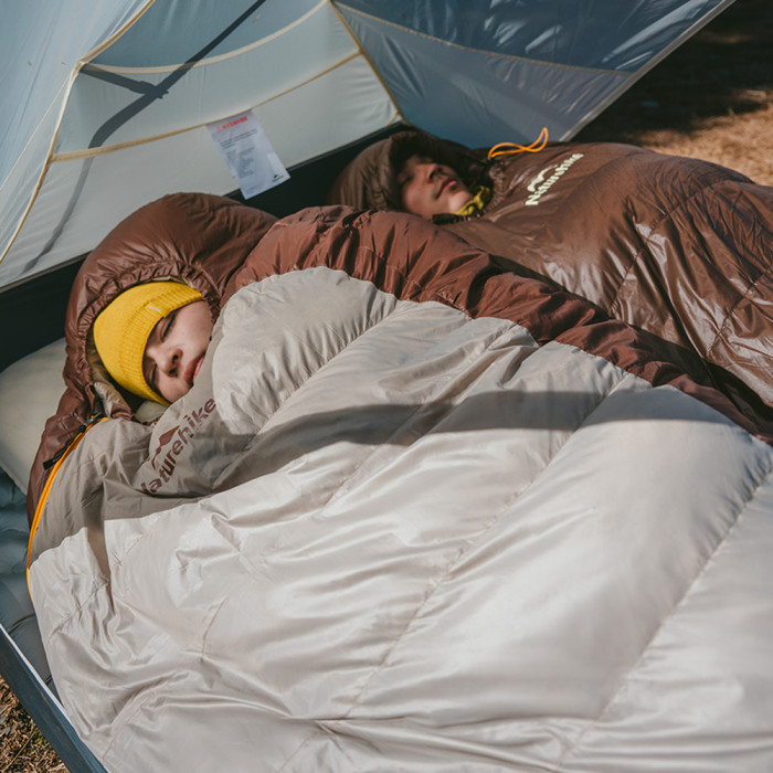 Спальник з натуральним пухом Naturehike Snowbird CNK2550WS014, p-р L, темно-коричневий 400 г 