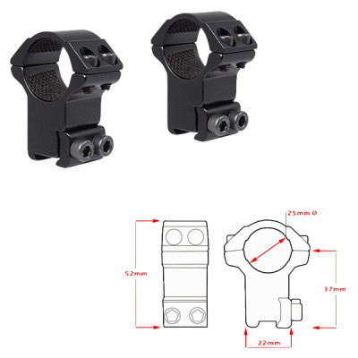 Кільця Hawke Matchmount 1"/9-11mm /High