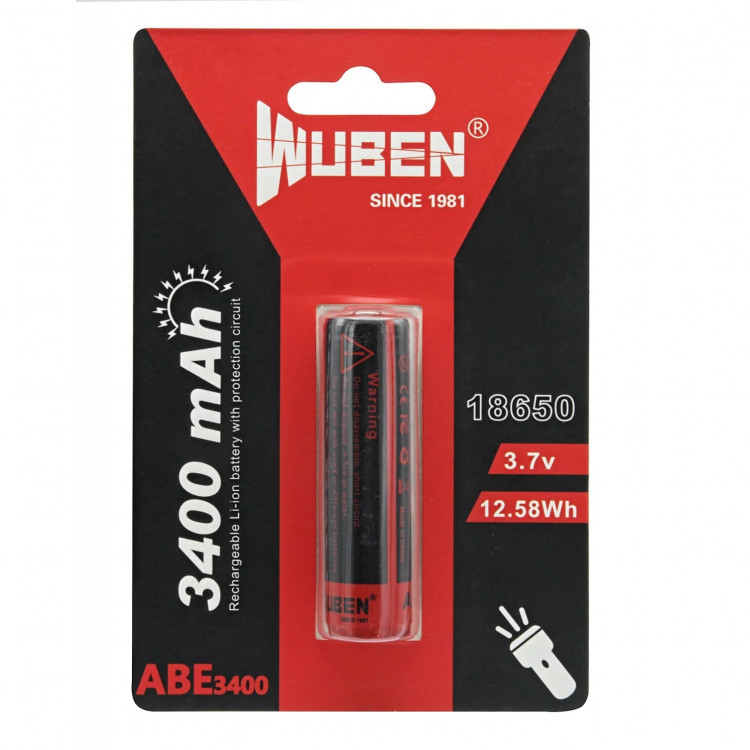Акумулятор Wuben 18650 3.7 V 3400 mAh Protection 
