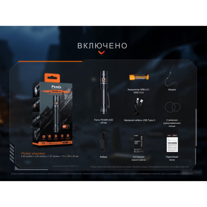 Ліхтар тактичний ручний Fenix PD36R ACE 3000 лм 