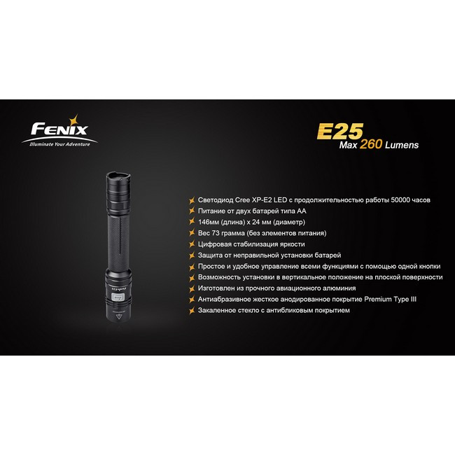 Кишеньковий ліхтар Fenix E25, сірий, XP-E2 (вітринний зразок), 187 лм. 