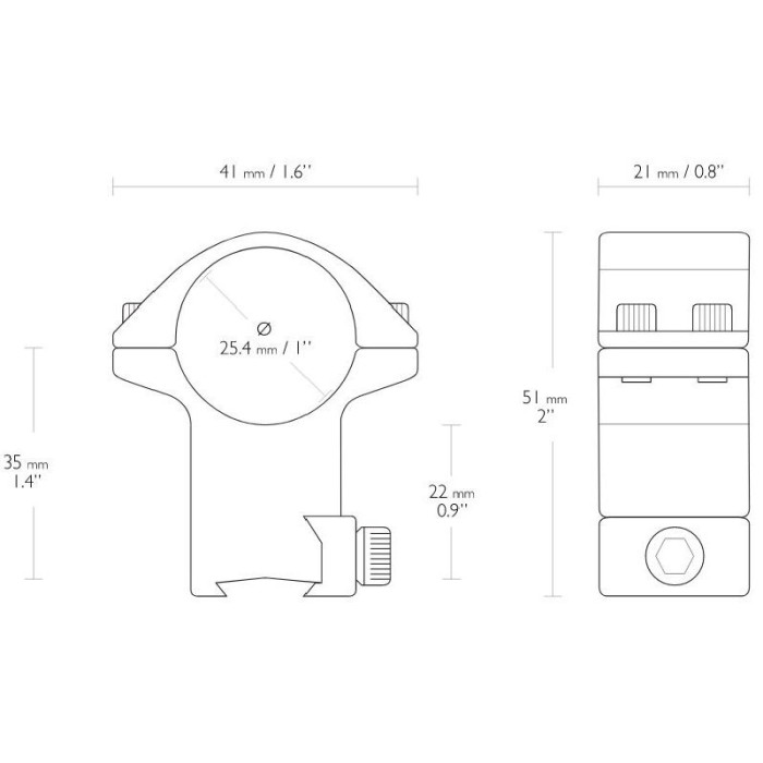 Кільця Hawke Match Ring 1"(25.4) High. Сплав. 11 мм 