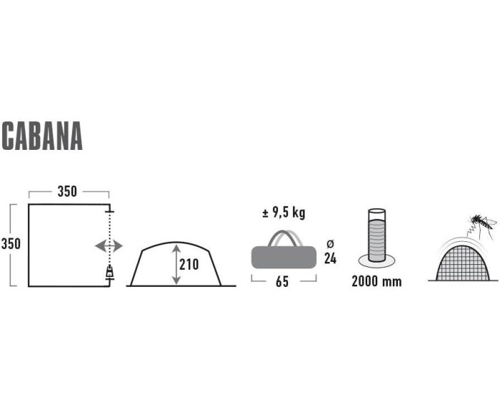 Тент High Peak Cabana-світло-сірий /темно-сірий /жовтий (14052) 