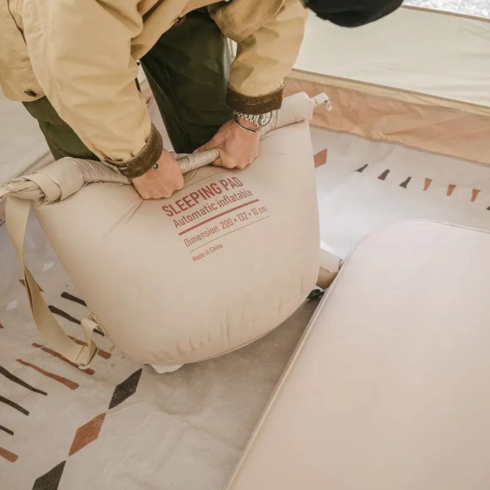 Матрац самонадувний 10 см подвійний Naturehike NH20FCD08, бежевий 