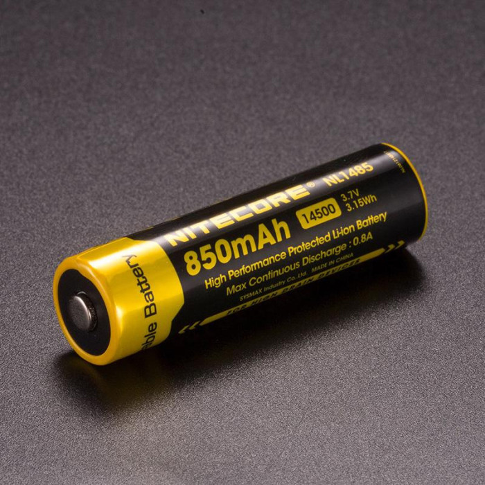 Акумулятор Nitecore Li-Ion 14500 NL1485( 850mAh), захищений 