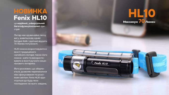 Налобний ліхтар Fenix HL10, рожевий 