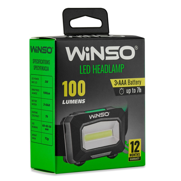 Ліхтар налобний Winso 100Lm, 3W COB, 3xAAA, White/Red 