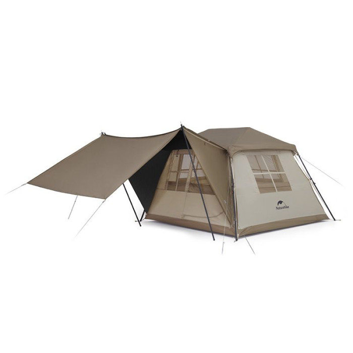 Намет з навісом Naturehike Village CNK2300ZP022, коричневий малий 