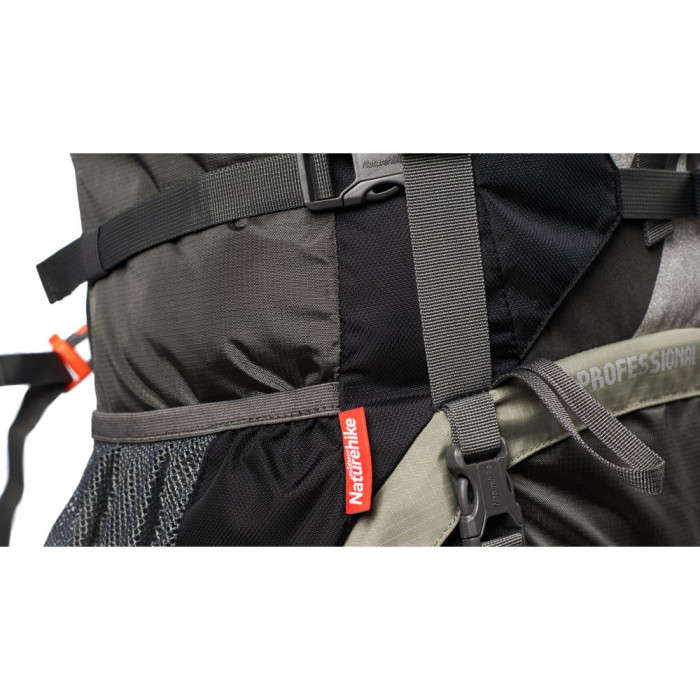 Рюкзак туристичний Naturehike NH70B070-B, 70 л + 5 л, чорно-сірий 