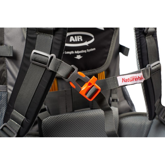 Рюкзак туристичний Naturehike NH70B070-B, 70 л + 5 л, чорно-сірий 