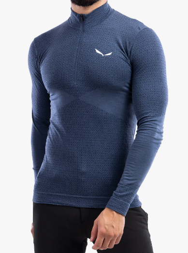 Термофутболка чоловіча Salewa ZEBRU RESPONSIVE 1/2 ZIP TEE - синя 