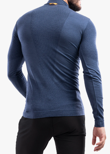 Термофутболка чоловіча Salewa ZEBRU RESPONSIVE 1/2 ZIP TEE - синя 