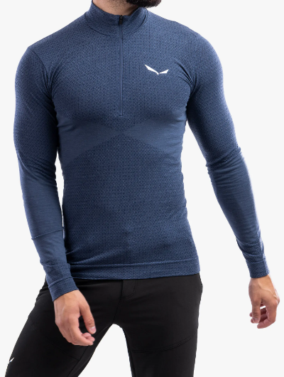 Термофутболка чоловіча Salewa ZEBRU RESPONSIVE 1/2 ZIP TEE - синя 