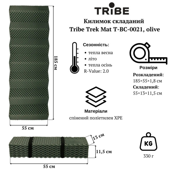 Килимок складаний Tribe Trek Mat T-BC-0021, olive