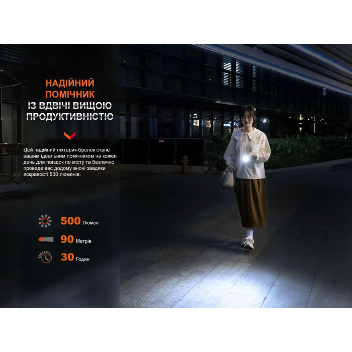 Ліхтар наключний Fenix E03R V2.0, синій 