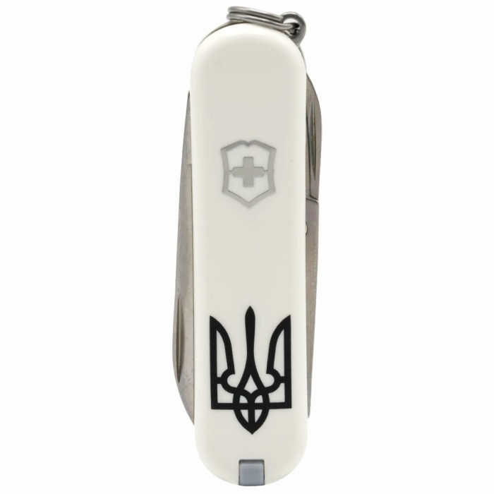CLASSIC SD UKRAINE 58мм/1сл/7функ/біл /ножн /Трезубець.чорн. 