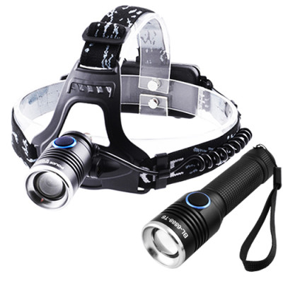 Налобний ліхтар Police 2 в 1 + в руку Police 6888-T6, ЗУ micro USB, 2x18650, zoom