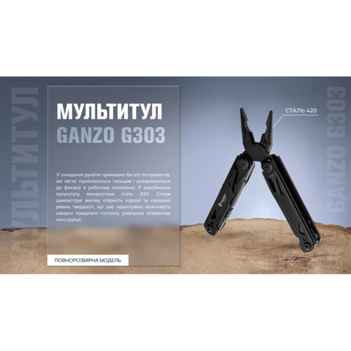 Мультитул Multi Tool Ganzo G303-B (Відкрита упаковка / потертості на руків'ях)