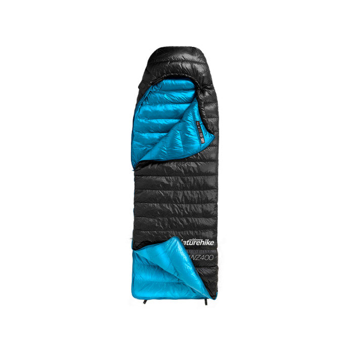 Спальник з натуральним пухом Naturehike CW400 NH18C400-D, p-р M, чорно-блакитний 
