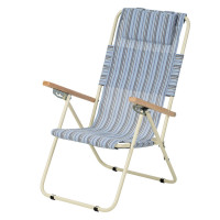 Складне крісло-шезлонг Vitan ясен, d 20мм (текстилен блакитна смужка)
