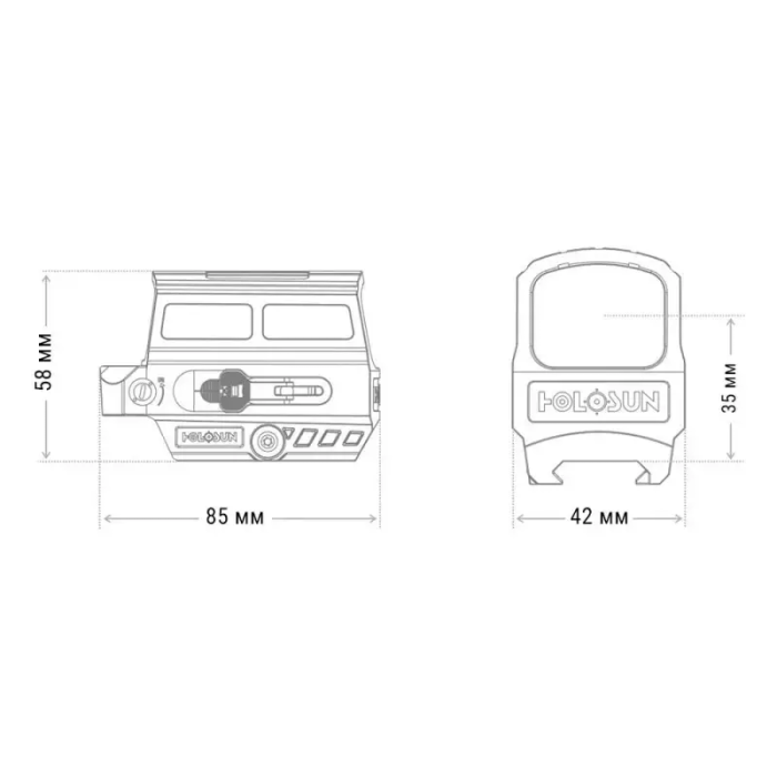 Приціл коліматорний Holosun HE512T-RD точка 2 MOA + коло 65 МОА 