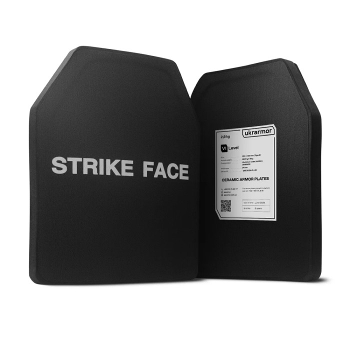Комплект бронеплит керамічних Ukrarmor 6 клас, 5,6 кг M (25х30 см.) 