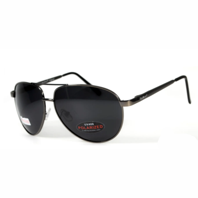 Окуляри поляризаційні BluWater AirForce GunMetal Polarized (gray), чорні лінзи в сірій металевій оправі