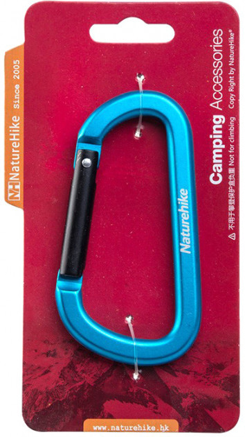 Карабін багатофункціональний Naturehike D-type 80 мм синій 
