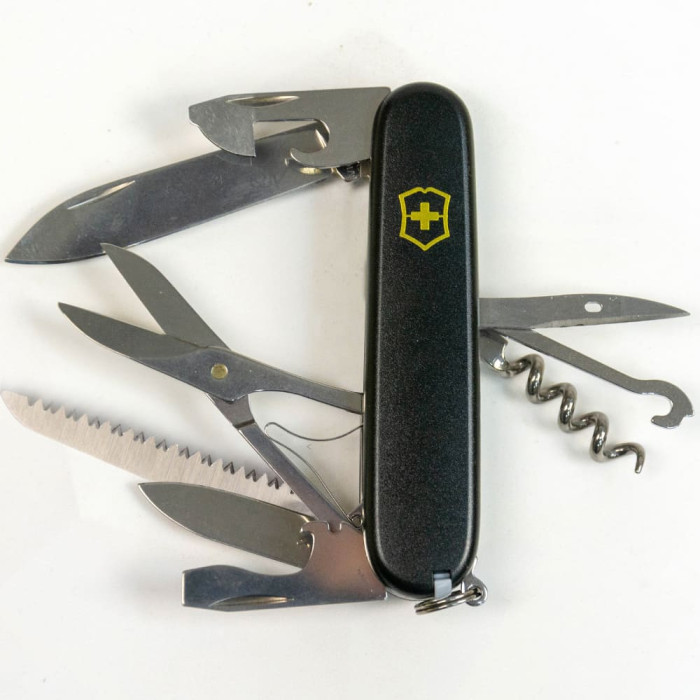 Складаний ніж Victorinox HUNTSMAN MAT чорний матовий лак з жовт.лого 
