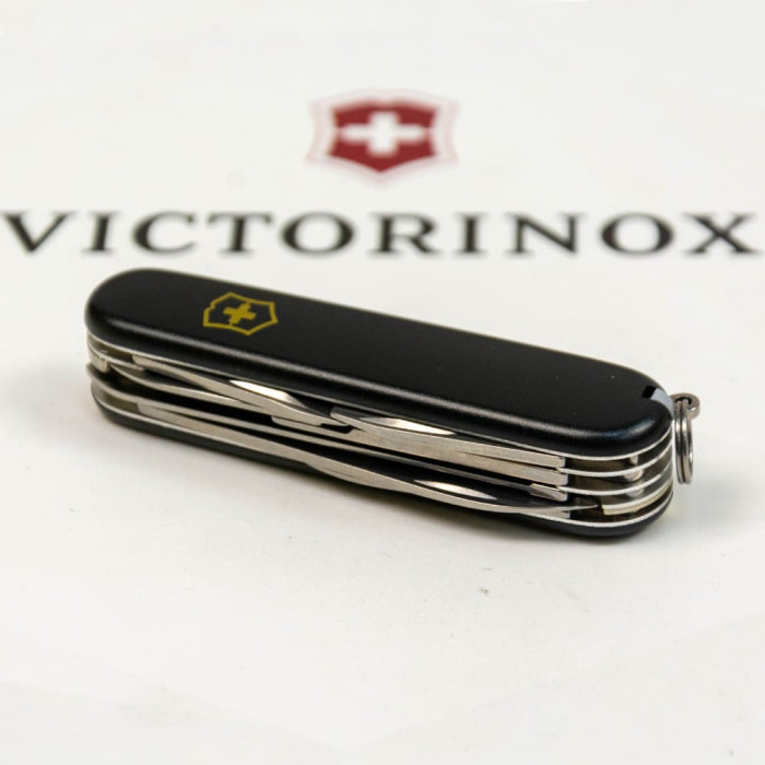 Складаний ніж Victorinox HUNTSMAN MAT чорний матовий лак з жовт.лого 