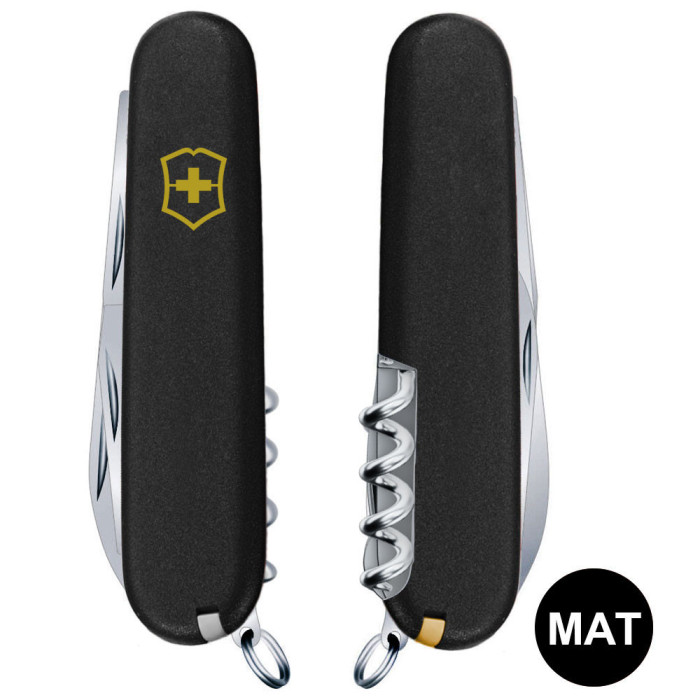 Складаний ніж Victorinox HUNTSMAN MAT чорний матовий лак з жовт.лого 