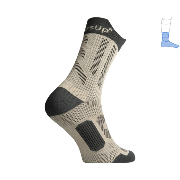 Компресійні шкарпетки захисні літні Protector ShortDry PRO сіро-бежеві Койот M 40-43 