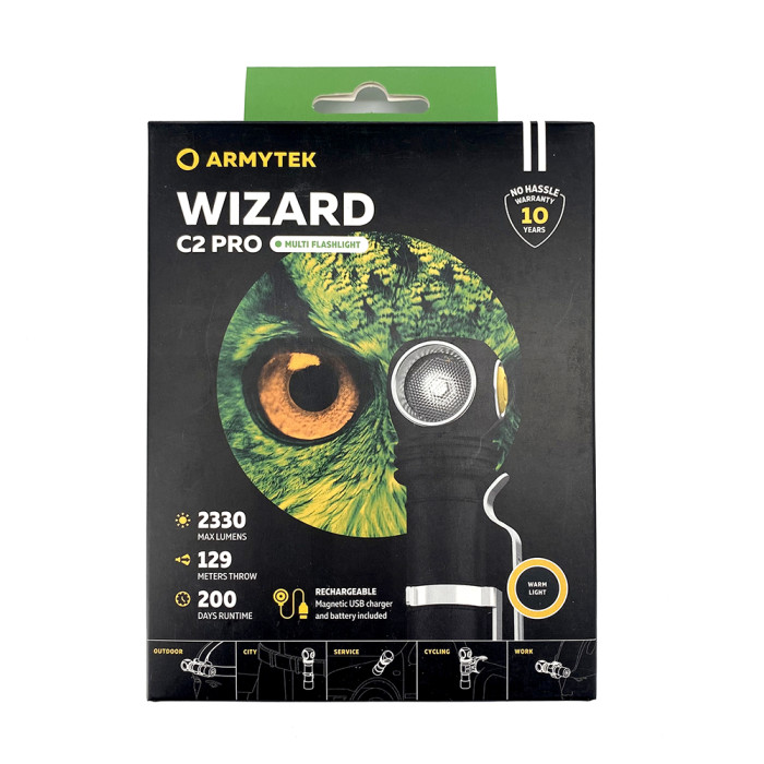 Мультифонар Armytek Wizard C2 Pro v4 магніт USB + ABM01 + 18650 XHP50. 2 теплий 