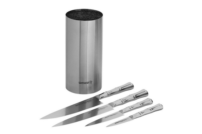 Набір з 4-х кухонних ножів і підставки Samura Bamboo SBA-05 