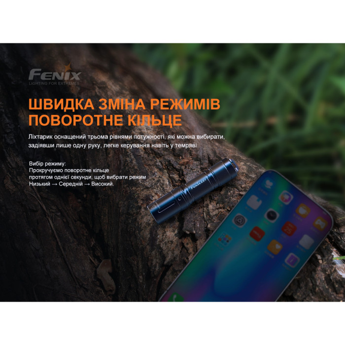 Ліхтар-брелок Fenix E01 V2.0, сірий, XP-G2 S3, 100 лм. (чорний) 
