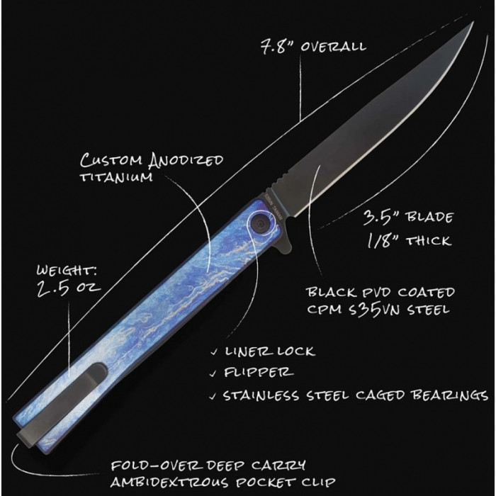 Ніж Ocaso Solstice, Anodized titanium, Black 