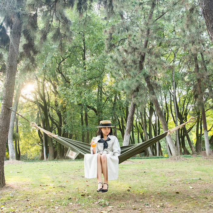 Гамак одномісний без перекидання Naturehike CNK2450WS018, бавовна, зелений 