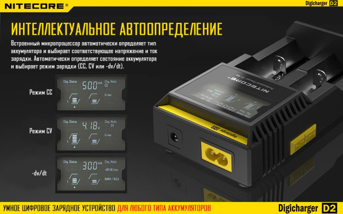 Зарядний пристрій Nitecore Digicharger D2 з LED дисплеєм 