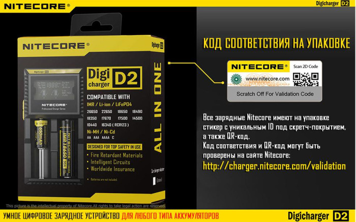 Зарядний пристрій Nitecore Digicharger D2 з LED дисплеєм 