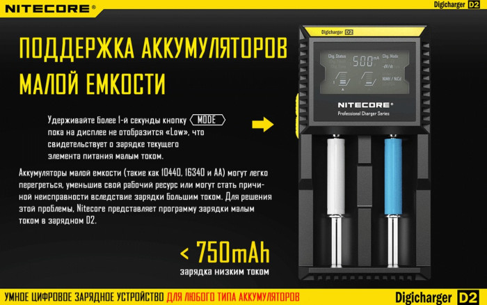 Зарядний пристрій Nitecore Digicharger D2 з LED дисплеєм 