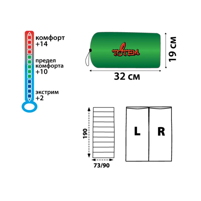 Спальний мішок Totem Woodcock XXL ковдра лівий olive 190/90 UTTS-002 