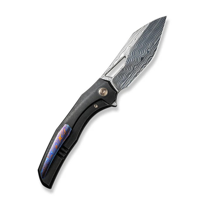 Ніж складаний туристичний Weknife Ignio Mystery Box, (8.39 см) Damasteel (Hakkapella) / 6AL4V Titanium чорний 