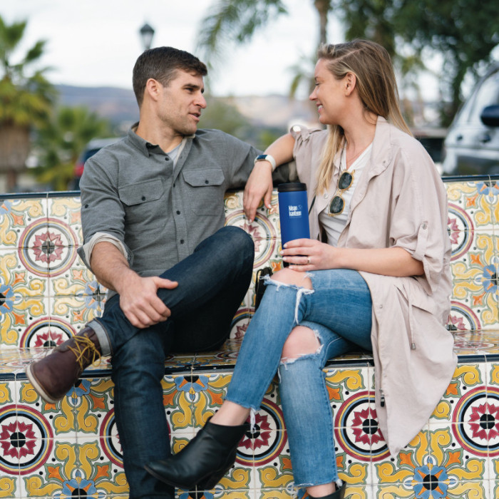 Термочашка Кепка Klean Kanteen TKWide Cafe Cap Deep Surf матова 473 мл 