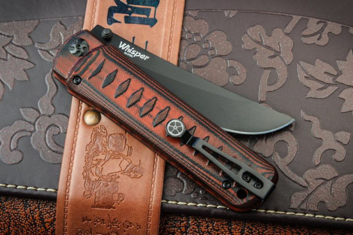 Ніж Kizlyar Supreme Whisper, сталь D2 Чорний титан, рукоять чорно-червона G10 