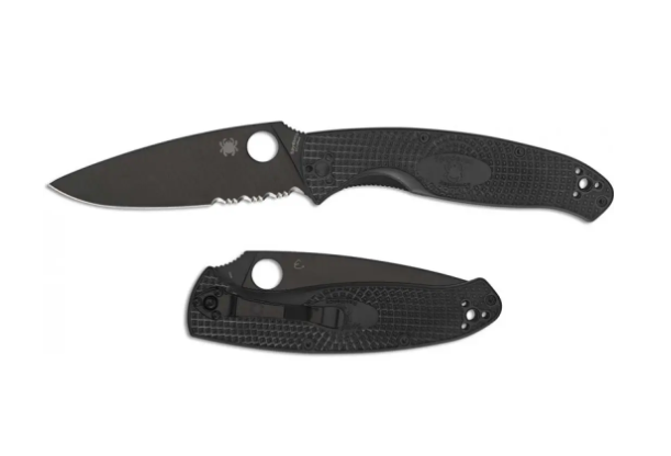 Ніж Spyderco Resilience-чорний-FRN, напівсеррейтор 