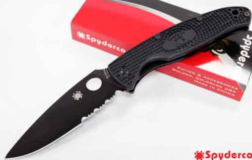 Ніж Spyderco Resilience-чорний-FRN, напівсеррейтор 