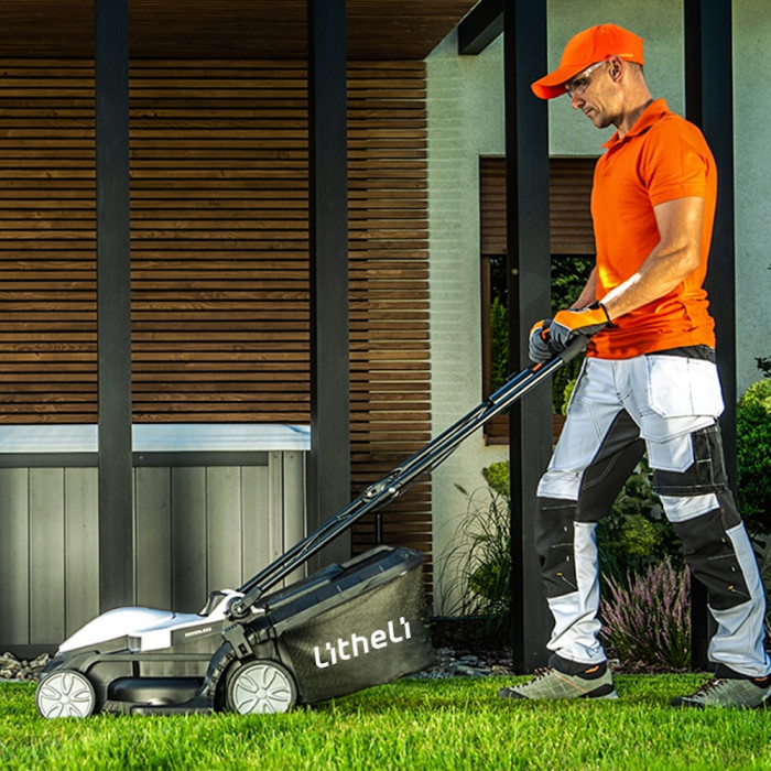 Акумуляторна газонокосарка Litheli, живлення від павербанків (УМБ Litheli Power Bank 20000 mAh, 45 W, 4А 2 шт в комплекті) 