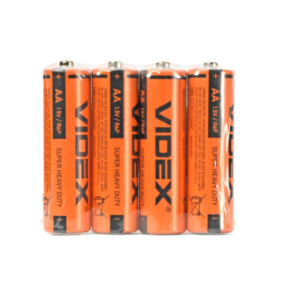 Батарейки сольові Videx R06P/AA, 4шт упак