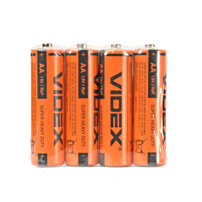 Батарейки сольові Videx R06P/AA, 4шт упак